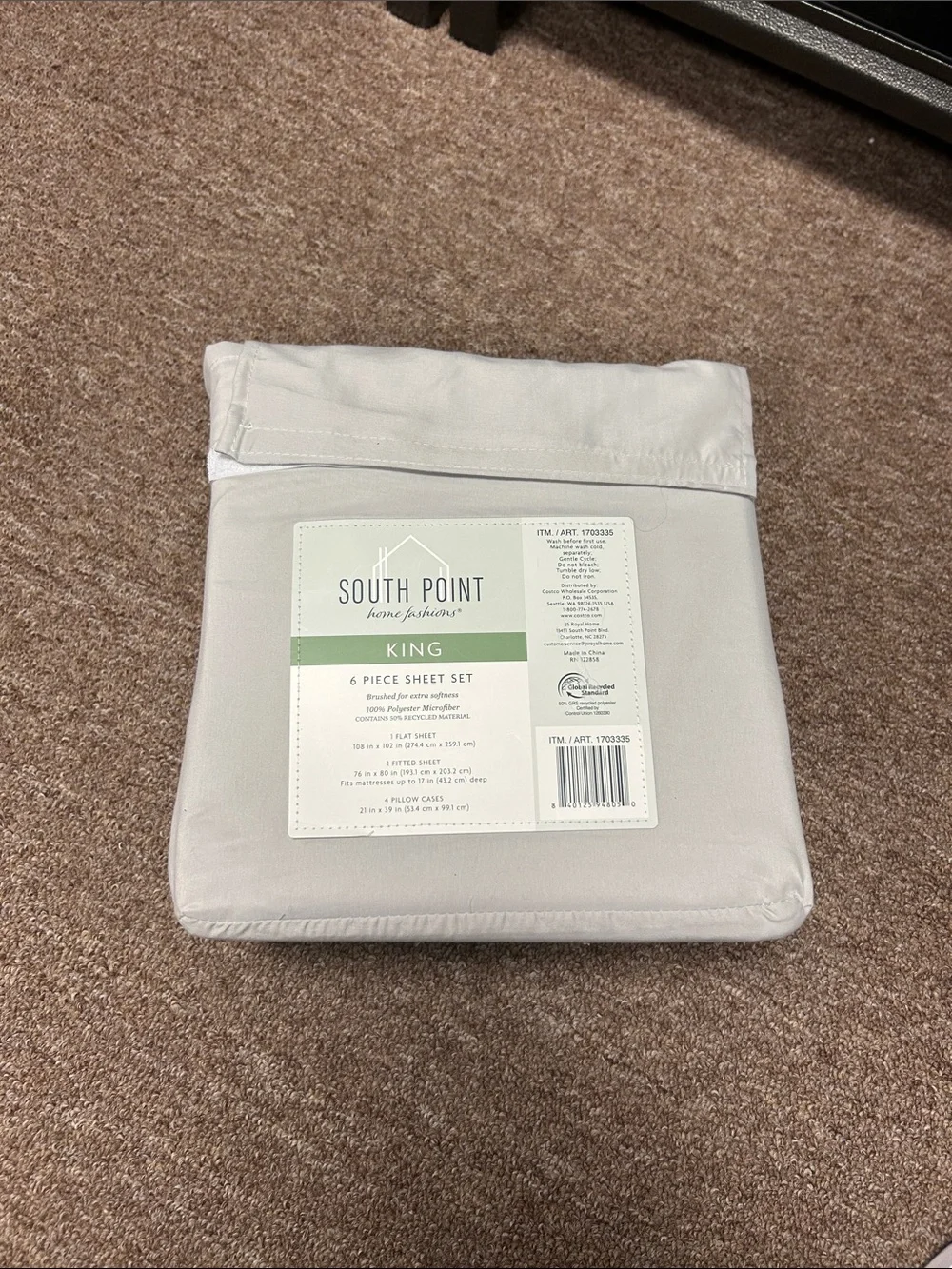 King Sheet Set in Light Gray - 6 Piece